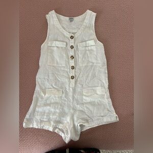 NWOT Rhythm Cream Button-Front Linen Jumpsuit